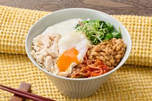 【ダイエット】鶏むね肉と旨辛キムチ納豆ねば丼 Chicken ＆ Kimchi Natto Neba-Don