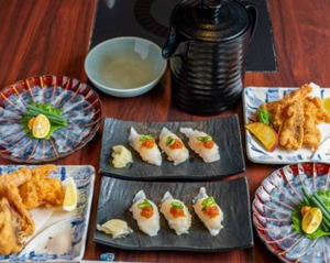 ほろ酔いセット ふぐ唐揚げ・泳ぎてっさ・ふぐ寿司