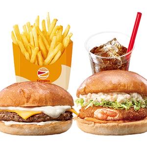 【デリバリー限定！ツーバーガー満足セット】4種のチーズバーガーセット+えびバーガー