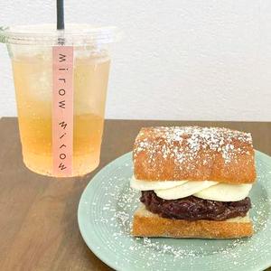 あんこと発酵バニラバターのミニサンドとドリンクのセット