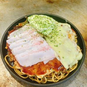 【王道】関西お好みチーズ玉 もだん焼き(豚・チーズ・麺)【マヨ】