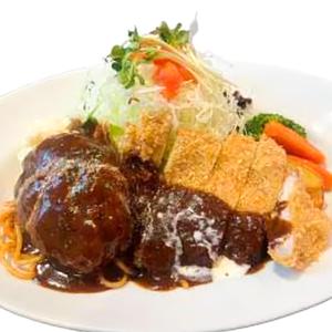 ハンバーグとポークカツプレート【150g】