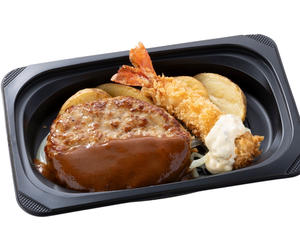 (おかず)ハンバーグ＆プリプリ大エビフライ