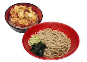 冷ミニかき揚げ丼セットそば 又は うどん Mini Vegetable Tempura Rice Bowl + Cold Soba/Udon