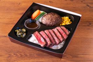 矢澤コンボ弁当 (ハンバーグ180g + Regularステーキ160g)