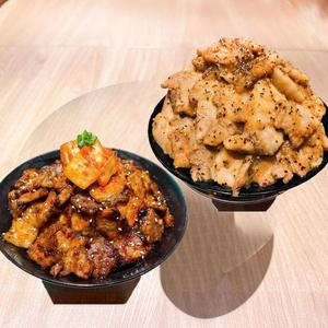 【シェアセットA】①会心の豚バラ丼(肉180g)＆②BGB丼(ブラックガーリック豚バラ丼)(肉180g)