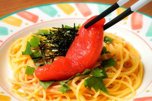 贅沢たらこ1本＆黒七味のスパイシーカルボナーラ