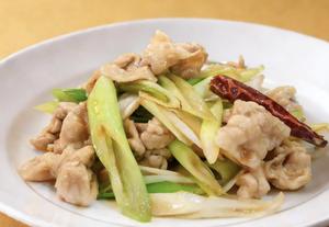 豚肉スライスと長ねぎ炒め