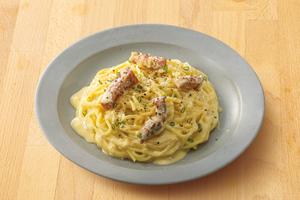 110.厚切りベーコンのクリームパスタ