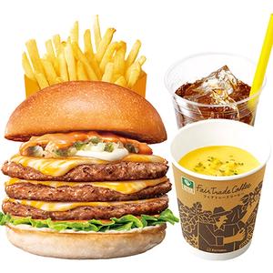 【ディナーセット】トリプル絶品チーズバーガーTriple ZEPPIN（Supreme） Cheeseburger Dinner Set