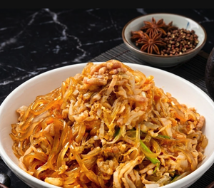 炒り米麺と高菜漬け