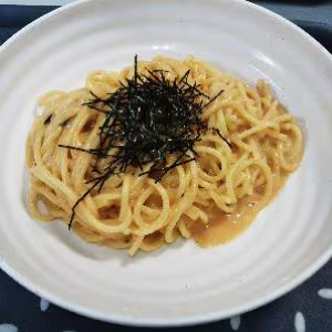 明太クリームパスタ 丸麺