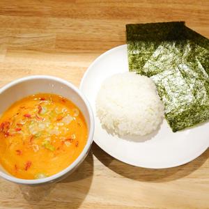 【特濃海老】極上汁と飯と焼海苔(薬味ネギ、干し海老、焼海苔3枚)
