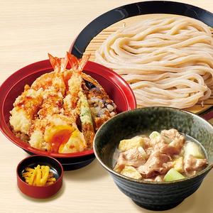 久兵衛屋 【満腹久セット】塩肉つけ汁うどん・上月見天丼