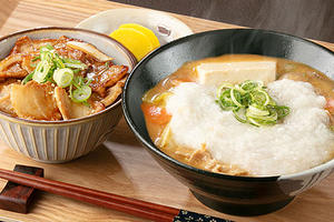 長芋とろろ豚汁と豚焼肉小丼