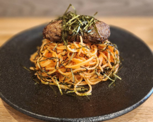 自家製牛ハンバーグのせ明太子
