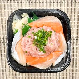 丼丸 サーモンねぎとろ丼 Salmon with Minced Tuna and Green Onion Rice Bowl