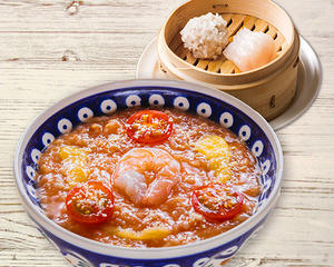 海老とチーズのトマトのおかゆ＆2種点心セット