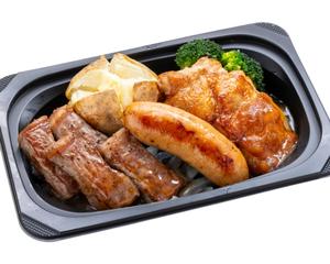 (おかず)プライムサーロインカットステーキ約100g＆ジャンボフランク＆炭焼き風チキングリル