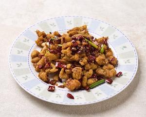 鶏唐揚げと四川山椒唐辛子炒め