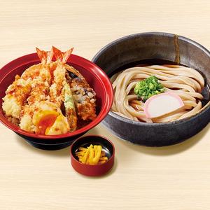 久兵衛屋 【満腹久セット】ぶっかけうどん・上月見天丼