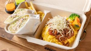 ボロネーゼチーズオムライス×ハニーマスタードチキンブリトー