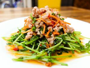  豚挽肉と豆苗サラダ Minced pork and bean sprout salad