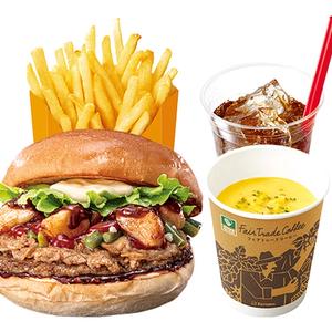 【ディナーセット】ニンニク牛カルビバーガー Garlic Beef Rib Burger Dinner Set