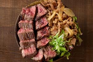 ハラミステーキ100g＆プルコギ50gの相盛丼 Harami Steak ＆ Bulgogi Bowl