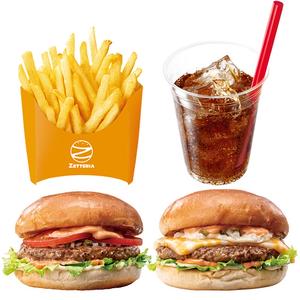 ゼッテリア ZETTERIA 【デリバリー限定！ツーバーガー満足セット】絶品チーズバーガーセット+絶品ビーフバーガー