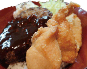 ジョニーのからあげ からあげ＆ハンバーグ丼