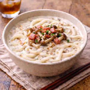 香ばしベーコンときのこのクリームうどん(冷)