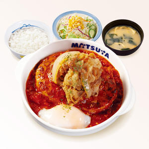 牛肉のあいがけうまトマハンバーグ定食(味噌汁付)