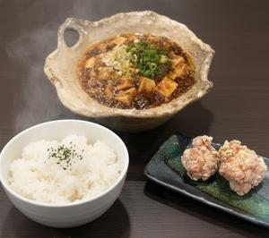 麻婆豆腐+唐揚げ定食