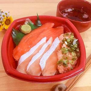 丼丸 サーモン三昧丼 Deluxe Salmon Rice Bowl