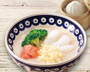 店内炊き上げ おかゆ専門店 粥餐庁(かゆさんちん) たらこととろ~りチーズのおかゆ＆肉まんセット