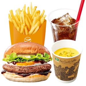 ゼッテリア ZETTERIA 【ディナーセット】絶品月見バーガー ZEPPIN (Ultimate) Tsukimi Beef Burger with Egg Dinner Set