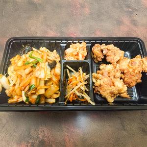 豚キムチ炒め+鳥唐揚げ