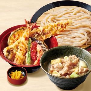 久兵衛屋 【満腹久セット】塩肉つけ汁うどん・上穴子天丼