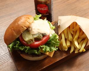 F-1159】フレッシュチーズバーガーセットCheese burger with fresh vegetables Set