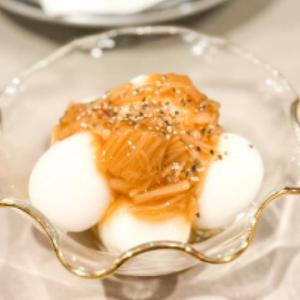 半熟うずら玉子なめ茸黒胡椒