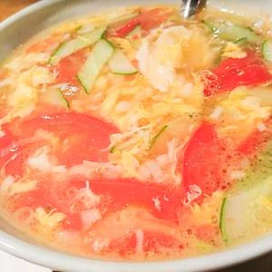 玉子、トマトの中華スープ