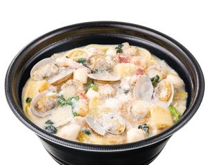 帆立とあさりのチャウダースープパスタ