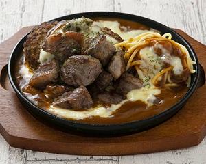 チーズ煮込みハンバーグ＆サイコロステーキ Cheese Hamburg Steak ＆ Diced Steak