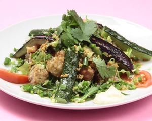 唐揚げネギソースサラダ karaage negi sauce