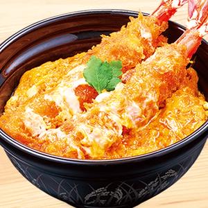 かつ庵 大海老とじ丼(2本) Simmered Egg Rice Bowl with Large Fried Shrimp (2pieces)
