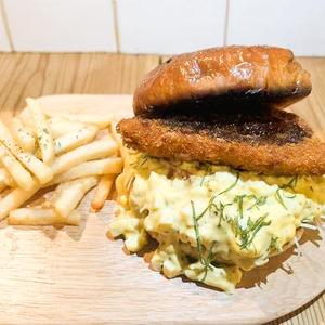 中洲アジフライバーガー ポテトセット