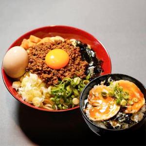 【店長超絶おススメ】うれしい煮卵のせ台湾まぜそば チャーシュー丼セットtaiwanmazesob with boiledegg and Charsiu bowl