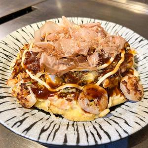 米粉お好み焼き:MIX玉(豚、いか、えび)