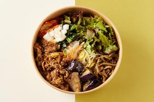 【甘辛】牛プルコギと揚げ茄子の玄米ビビンバ Beef Bulgogi ＆ Fried Eggplant Bibimbap